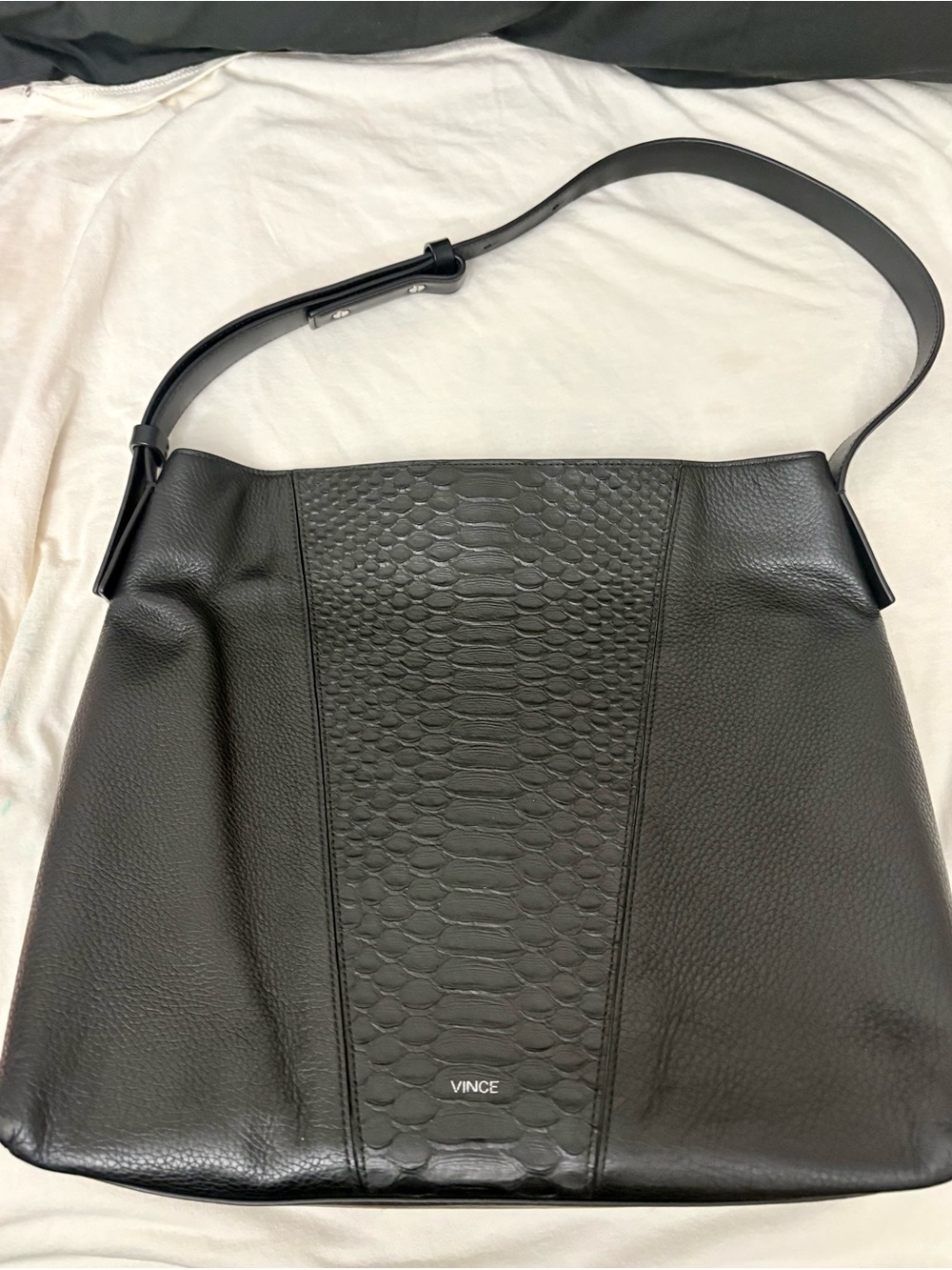 Vince Modern V Stamped Python Medium Hobo bag